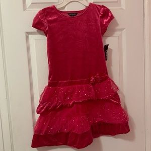 Girls Pink Velvet Dress